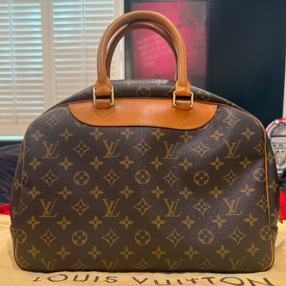 LOUIS VUITTON DEAUVILLE MONOGRAM BAG, TRAVEL BAG, MAKEUP BAG VERY DRY HANDLES - Picture 3 of 16